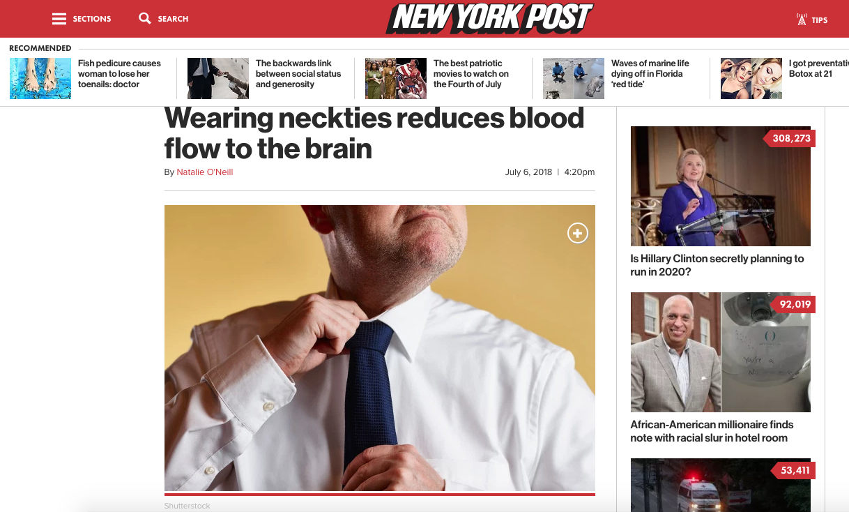 necktie study  on the New York Post.