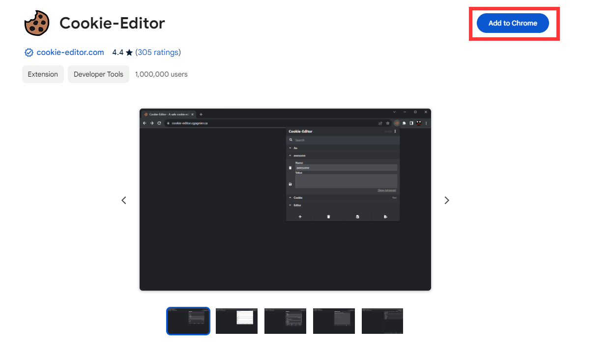 Adding cookie editor chrome extension